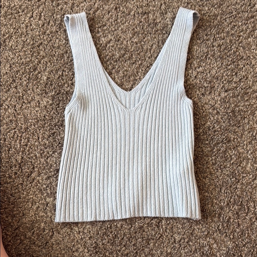 Urban Outfitters White Ribbed Sleeveless Tank Top